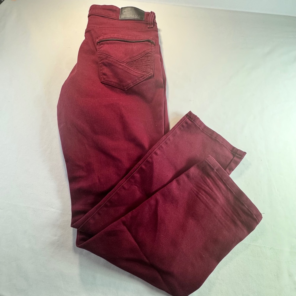 Fried Denim Mens Slim Fit Burgundy Pants 34x30 Maroon Stretch Cotton Blend